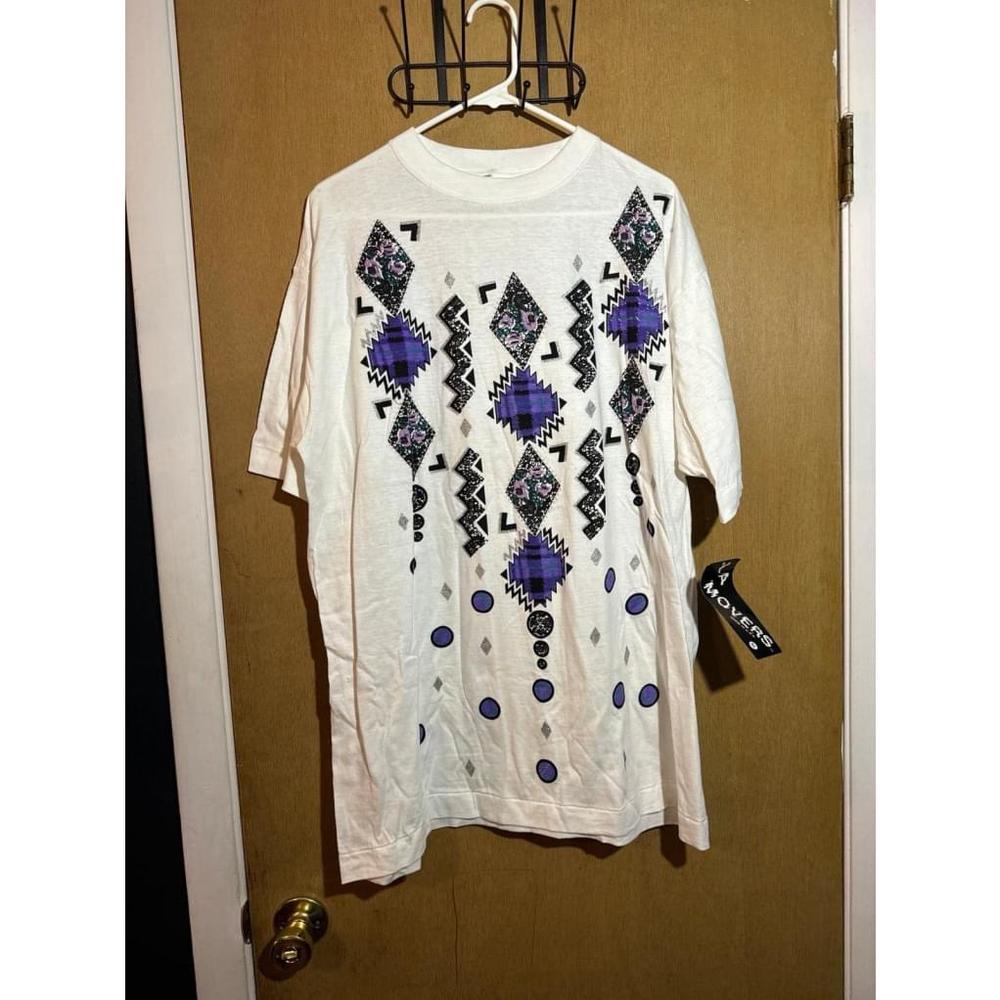 Retro Vintage 90s LA Movers Womens Floral Tribal Tshirt XL NWT